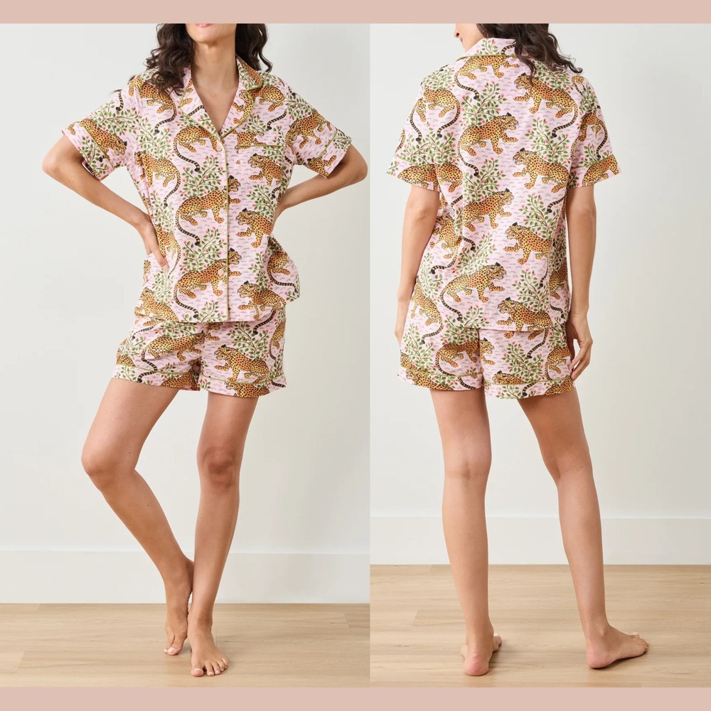 NWT $148 PRINTFRESH [ 2X ]‎ Cotton Short PJ Set in  Bagheera Blush T2179